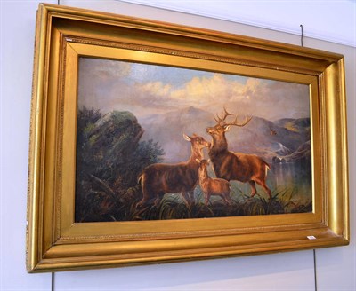 Lot 942 - J W Morris after C.Roe, stags in a landscape