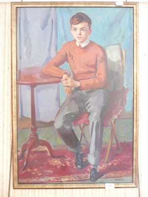 Lot 948 - A Philip Naviasky 'Boy seated by a table' oil on board