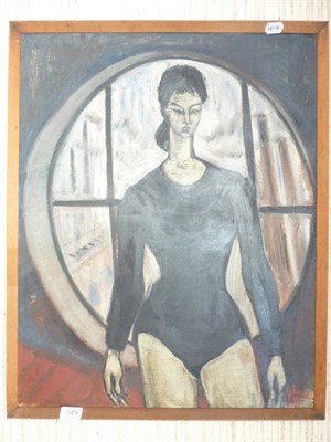 Lot 949 - 20th century oil of a ballerina against a window, 'John White', 1956