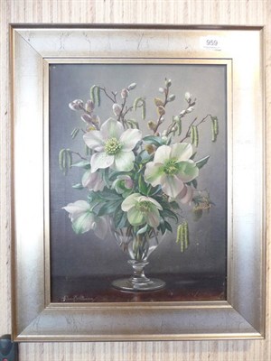 Lot 959 - Flowers, oil on canvas by Albert Williams