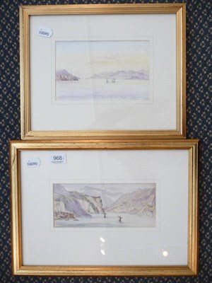 Lot 968 - Two watercolours by Isabella Galton (nee Strutt 1797-1877) ";Lake of Wallenstaat near Wesen";...