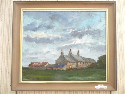 Lot 970 - George Cunningham 'Cottages', oil on canvas, 1975