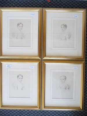 Lot 971 - A set of four pencil and watercolour drawings of children, possibly French