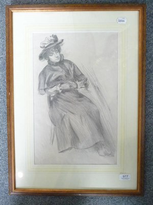 Lot 977 - Percy Morton Teasdale female figure with hat, pencil drawing