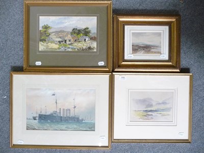 Lot 996 - W. Cluit ";The HMS Good Hope";, gouache, a watercolour by N.S Oxley, another by Arthur Gilbert...