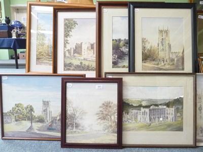 Lot 997 - Robert L.I Hughes, 20th century, nine framed watercolours, local Yorkshire scenes