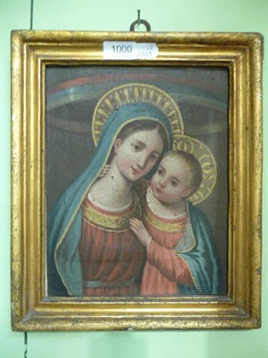 Lot 1000 - A framed oil of Madonna and infant