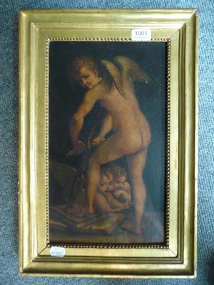 Lot 1001 - Follower of Antonio Allegri il Corregio, a cherub carving a piece of wood with two others...