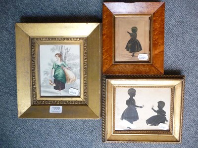 Lot 1008 - Two silhouettes and a small watercolour