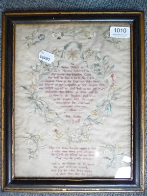 Lot 1010 - A George III small sampler dated 1737