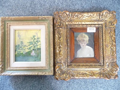 Lot 1012 - Small oil portrait of a girl by Allan Douglas Davidson (1873-1932) and a small gouache of...