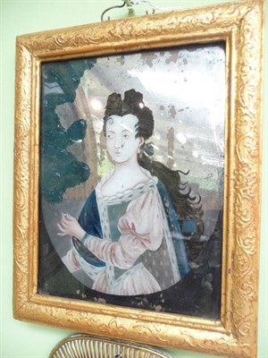 Lot 1014 - A Chinese reverse painted mirror