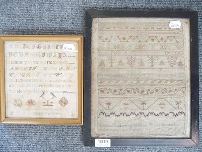 Lot 1019 - Two samplers - Merry Christmas and Rebekah Robson 1775 (2)