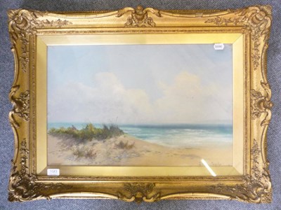 Lot 1023 - Oil painting by William Langley, sand dune off the coast