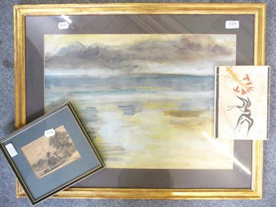 Lot 1028 - Framed watercolour landscape and two pictures