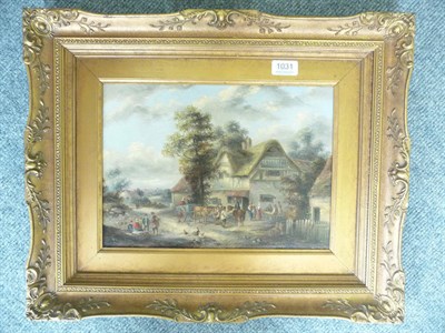 Lot 1031 - Oil on canvas village scene, attributed to Edwin Masters