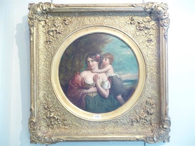 Lot 1055 - Oil portrait of mother and child in an ornate gilt frame