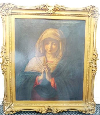 Lot 1058 - After Sassoferrato, gilt framed oil on canvas, The Virgin in Prayer (19th century)