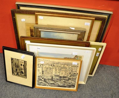 Lot 1068 - Thirteen framed pictures mostly watercolour, seascapes