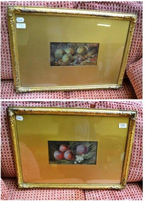 Lot 1081 - A pair of still life studies of fruit, both indistinctly signed, in matching gilt frames with large