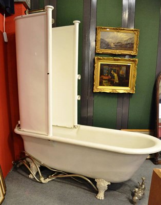 Lot 1116 - Roll top bath with shower enclosure