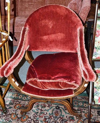 Lot 1132 - A walnut ";X"; framed chair