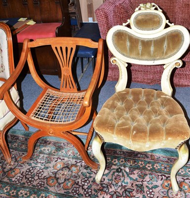 Lot 1134 - Cream painted button back chair