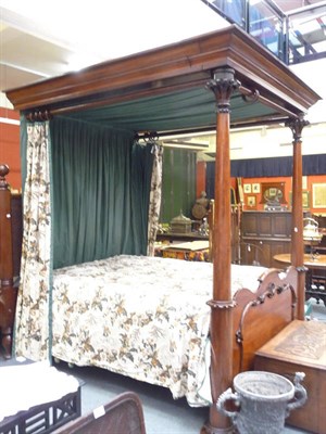 Lot 1168 - Early Victorian mahogany tester bed with mattress and drapes