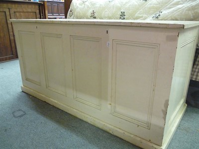 Lot 1171 - A white painted linen chest and a mahogany bookcase top