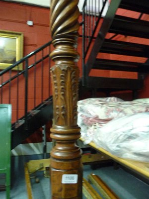 Lot 1186 - Kingsize bed with mattress and mahogany foot posts, bedspreads and valance