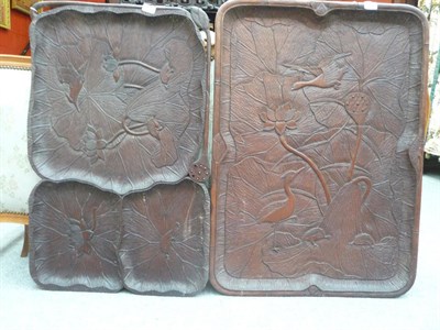 Lot 1202 - Two late 19th century Japanese hardwood plaques