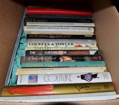 Lot 1229 - Forty six books of interior decoration, fashion etc (two boxes)