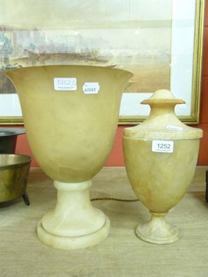 Lot 1252 - An alabaster urn and a vase