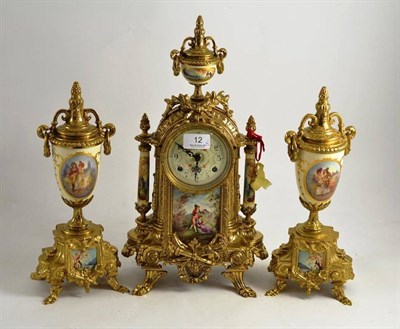 Lot 12 - French three piece clock garniture