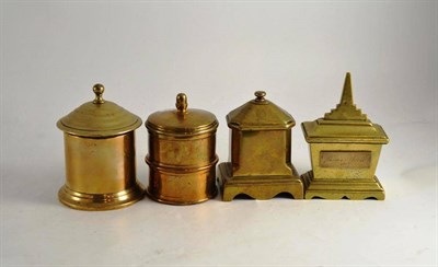 Lot 43 - Four brass tobacco boxes