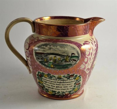 Lot 54 - Large Sunderland lustre jug, 'The Sailor's Tear'