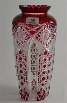Lot 58 - A cut glass and ruby flash vase