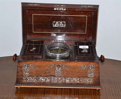 Lot 59 - Mother-of-pearl inlaid rosewood tea caddy