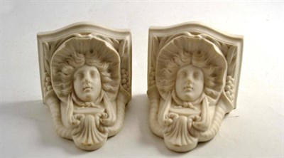 Lot 65 - A pair of Parian wall brackets modelled with a woman's head
