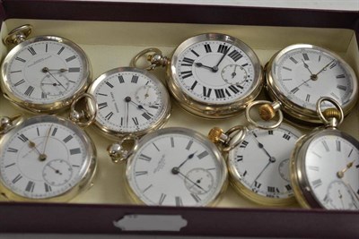 Lot 115 - Eight open faced pocket watches, cases stamped 925, 935, 800