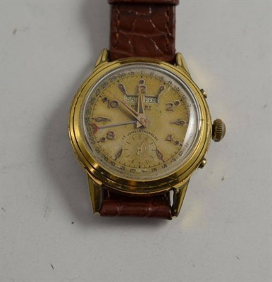 Lot 126 - A gold plated triple calendar wristwatch signed Rotary