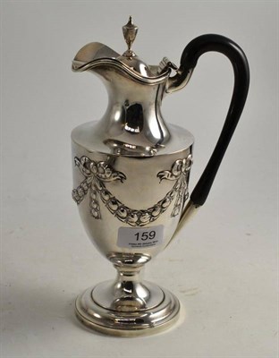 Lot 159 - Silver pedestal jug with ribbon and garland embossed decoration