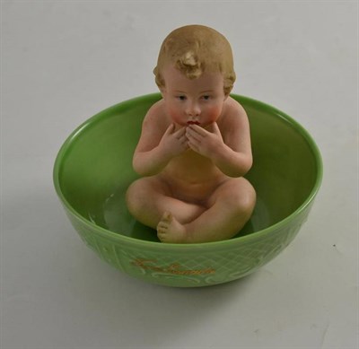 Lot 170 - Heubach figure/bowl with gold lettering 'From Canada'