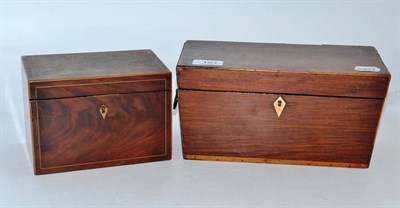 Lot 193 - A 19th century two division mahogany tea caddy and another rosewood tea caddy (2)