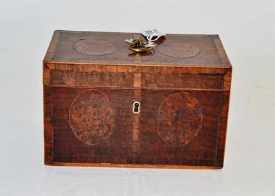 Lot 205 - A George III mahogany and crossbanded tea caddy, 19.5cm wide