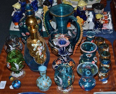 Lot 233 - Tray of assorted blue glass, mostly Royo glass