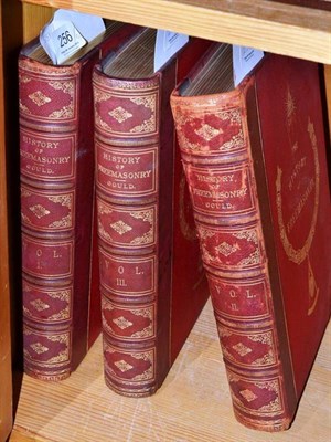 Lot 256 - The History of Freemasonry, Robert Freke Gould, three volumes, gilt red lather bindings (3)