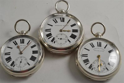 Lot 274 - Three silver open faced pocket watches, cases with Chester hallmarks