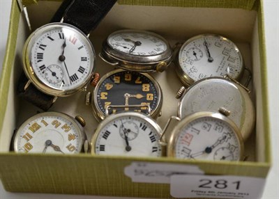 Lot 281 - Eight gent's wristwatches with cases stamped '925'