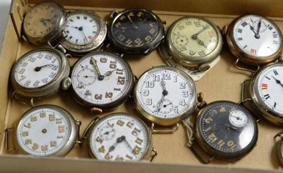 Lot 284 - Six gents wristwatches with cases stamped '925' and seven nickel-plated gents wristwatches (13)